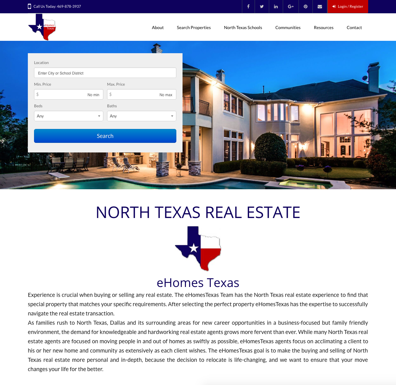 Real Estate Websites Showcase E-Homes Texas